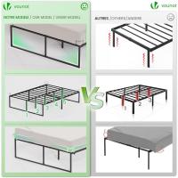 Cama de Acero Negro 140x190cm, Altura de 36cm, Espacio de Almacenamiento Bajo de Cama, Estructura de Cama Somier para Matrimonio, Armazón Marco Base de Cama - details 4