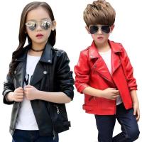 Chaqueta De Cuero Sintético Para Niñas Y Niños De 3-12 Años Cierre De Cremallera Con Cinturón Estilo Europeo Y Americano Para Todas Las Estaciones - details 1
