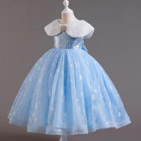 Vestido de malla largo con lentejuelas para niñas, estilo princesa, para presentaciones de piano. - details 4