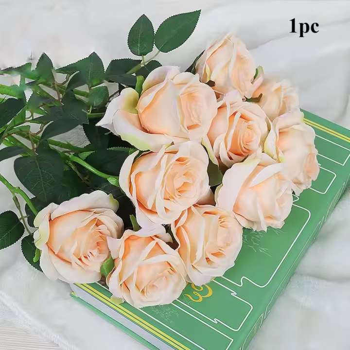 Rosa de imitación de 5 colores para decoración de fiestas, suministros para festivales, ramo de rosas pequeñas, decoración del hogar - 1
