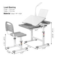 Escritorio para niños y estudiantes, mesa ergonómica y juego de descongelación, con cajón, soporte de lectura, lámpara LED regulable, altura ajustable - details 8