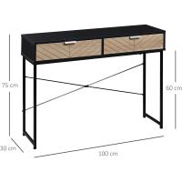 Mesa de Consola Moderna de Metal 100x30x75 cm con 2 Cajones de Almacenamiento - details 11