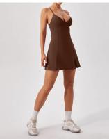 Mono con cuello Halter, vestido de tenis, Yoga, Fitness, cepillado, cómodo, transpirable, antideslizante, Falda corta deportiva informal para correr, nuevo - details 6