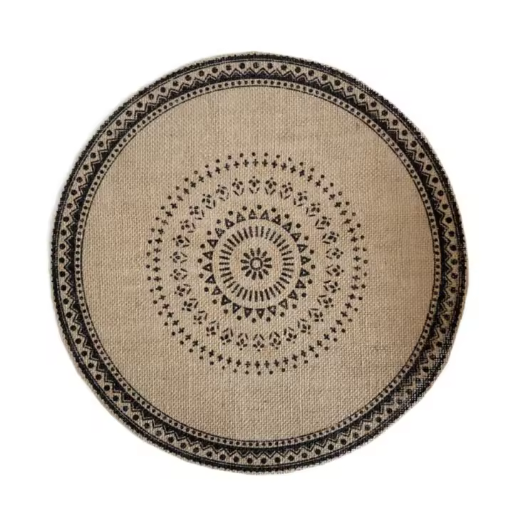 Mantel Individual redondo Vintage de 36/38cm, manteles individuales trenzados lavables resistentes al calor con borlas, posavasos antideslizantes para mesa de comedor - 1