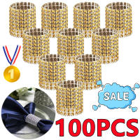 Servilleteros de diamantes de imitación para boda, decoración ostentosa PARA CENA, elegantes anillos de servilleta dorados y plateados, suministros para fiestas, 100 piezas - details 0