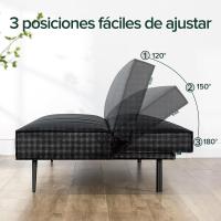 Sofá Cama - Sofá Cama Plegable 2 en 1 - Adecuado para habitaciones de invitados y espacios pequeños - PVC Negro - details 29