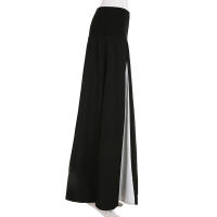 BUNO-Falda grande con costuras contrastantes clásicas en blanco y negro, falda larga de cintura baja, falda drapeada de moda Retro Spice Girl para mujer - details 14
