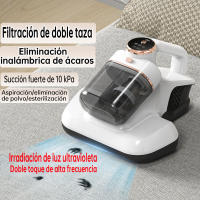Aspiradora de mano inalámbrica antiácaros de 150 W, limpiadora de colchones UV antiácaros de 10 kPa, con filtro de doble taza, elimina el 99,99 % de ácaros y bacterias en camas, almohadas, sofás, colchones y alfombras. Ideal para desinfección (blanco). - details 2