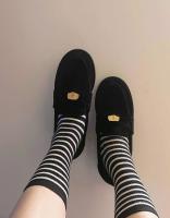 Mocasines sin cordones de ante con punta redonda para mujer, zapatos planos de piel - details 5