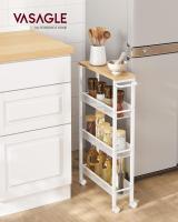 Carro de 4 Niveles, Carro Estrecho de Cocina con Ruedas, con Asa, para Espacio Reducido, 22 x 45,4 x 77 cm, para Cocina, Baño, Salón, Estudio, Marrón Rústico y Negro LRC033B01 - details 23