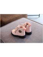 Botas De Cuero Para Niños Y Niñas 2020 Otoño-Invierno Con Plush Antideslizante Impermeable Y Cálidas Botines De Moda Para Niños Talla 21-30 - details 9