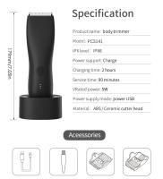 Cortadora de pelo profesional para hombres, máquina de afeitar inalámbrica, inalámbrica, para la ingle y el cuerpo púbico, húmeda y seca - details 2