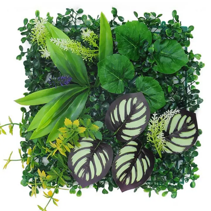 Panel de pared de plantas artificiales DIY, vida eterna, simulación duradera, hoja de planta de arce, verde, sin riego, estera de hierba verde falsa - 1