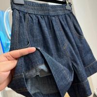Pantalones Cortos de Cuerda para Mujer Pantalones de Verano Informales con Estilo Elegante y Ligero de Vaquero Azul - details 0