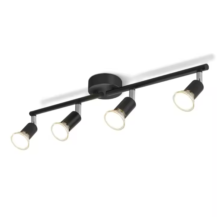 CBJKTX Luz de techo LED de 4 puntos Negro GU10 Lámpara industrial moderna giratoria 330 °   para pasillo cocina dormitorio niños - 1