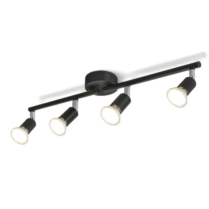 CBJKTX Luz de techo LED de 4 puntos Negro GU10 Lámpara industrial moderna giratoria 330 °   para pasillo cocina dormitorio niños - 1