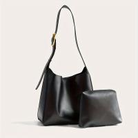 2025 Bolso de mano informal para mujer - Correa de hombro ajustable, diseño acolchado de gran capacidad, sintético negro con cierre magnético y forro de poliéster, perfecto para uso diario, bolso de mano diario |   Bolsa de textura acolchada |   Bolsa con - details 3