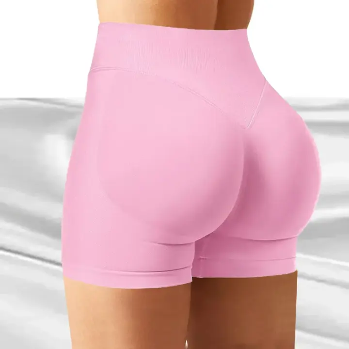 Pantalones cortos deportivos y de fitness para mujer con tirantes bajos acanalados, pantalones cortos de yoga, fitness y ejercicio, sartén delgada sin costuras - 1