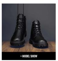 Botas de cuero de cocina para hombre de otoño, zapatos deportivos informales para Chef, a la moda, diseño Martin, negro, impermeables y antideslizantes - details 12