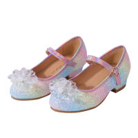 Zapatos de tacón alto con purpurina y diamantes de imitación para niña, calzado de piel versátil con lentejuelas para fiesta y boda - details 0