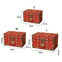 Caja del Tesoro de madera con cerradura de Color bronce, Cofre del Tesoro de diseño antiguo Vintage, contenedores de maletero de estilo Retro europeo, accesorios - details 6