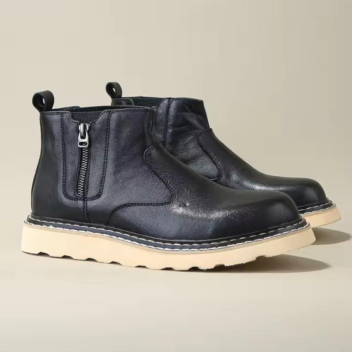 Botas de hombre de alta gama de cuero, botines Chelsea, zapatos altos de piel de vaca de capa superior - 1