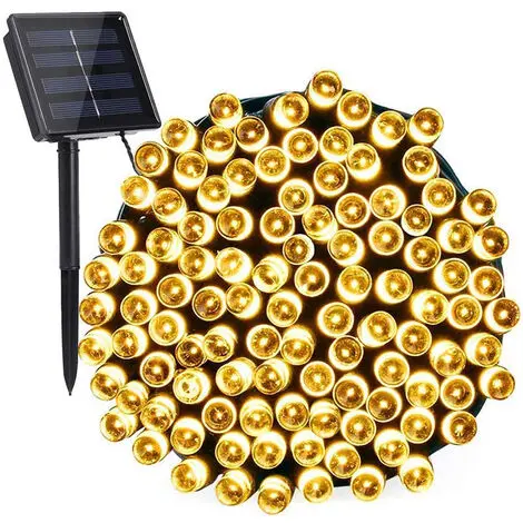 Tira de iluminación LED Solar para jardín, 100 LED, 12m, resistente al agua, 8 modos para decoración al aire libre - 1