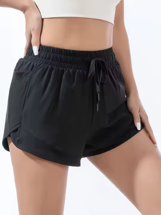 Pantalones Cortos Deportivos de Doble Capa para Mujer Secado Rápido, Corte Holgado, Anti-iluminación, Para Actividad al Aire Libre, Correr, Entrenamiento Físico, Deportes - 1