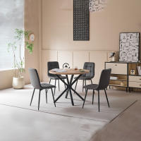 EGOONM Juego de 4 sillas de comedor, diseño de respaldo, asiento con estructura de metal, adecuado para dormitorio, comedor, cocina, sillas grises - details 5