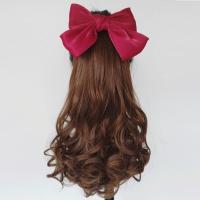 Peluca ondulada para mujer, postizos sintéticos naturales Retro para mujer, cola de caballo rizada, lazos rojos, nudo, cola de caballo, peluca con cola de caballo - details 4