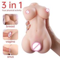 Empaque privado Sexy 3 en 1 Juguetes sexuales para adultos Muñeca sexy Vagina de silicona realista en 3D para hombres Masturbador masculino Anal Gran trasero Masturbación Ano Mini - details 1