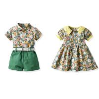 Traje Hermanos 2025 verano, niños y niñas pastoral de manga corta, camisa floral, mono y pantalones cortos. - details 21