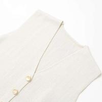 Suéter de punto sin mangas con cuello en V para mujer, suéter elegante de moda con botones delanteros - details 4