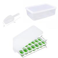 Bandeja para cubitos de hielo con tapa y contenedor Bandejas de cubitos de hielo de plástico de silicona para congelador con caja/contenedor Cubo helado para sopa, comida, cóctel, café - details 2