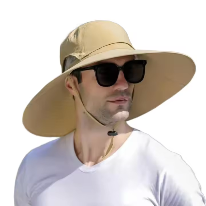 Sombrero deportivo transpirable de ala grande para el sol, sombrero desmontable, sombrero de pescador de 15cm, UPF50+, gorra con protección solar plegable para viaje - 1
