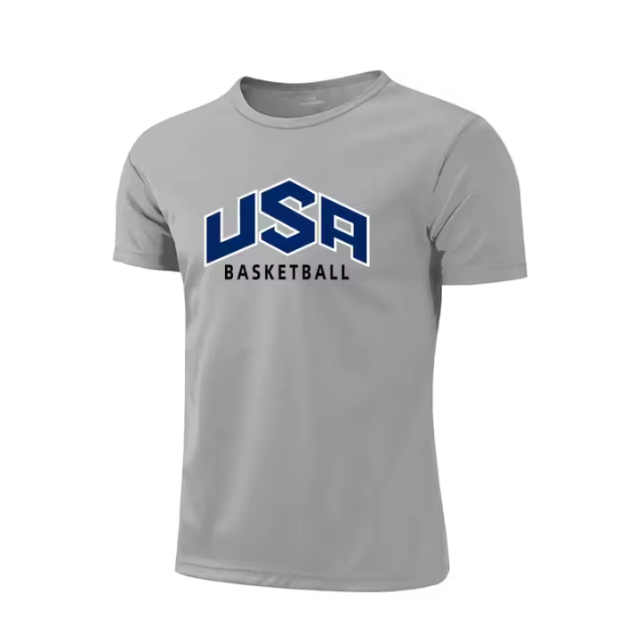 Camiseta deportiva de secado rápido para hombre, camiseta con letras estampadas, de manga corta, elástica, ligera - 1