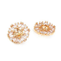 Alta calidad, latón de Color oro de 18K y circonita, botones redondos para ropa, fabricación de joyas, accesorios Diy - details 14