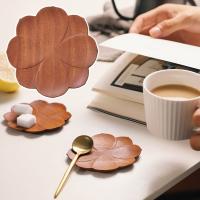 Posavasos de madera de palisandro duradero, diseño de pétalos 3D, alfombrilla para bebidas, redonda, resistente al calor, almohadilla para taza de café, almohadilla antideslizante para mesa - details 3