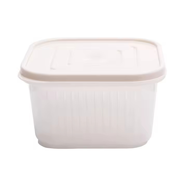 Caja de drenaje para alimentos, contenedor de almacenamiento de alimentos portátil hermético transparente para refrigerador, cebollino de jengibre y fruta - 1