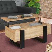 Mesa baja rectangular de madera y negro - details 1