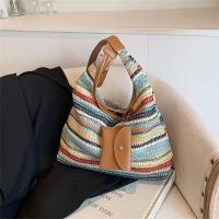 Bolso de hombro tejido a la moda, bolso de paja de gran capacidad de ratán, bolsos grandes trenzados hechos a mano para playa de verano - details 10