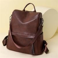 Mochila antirrobo de cuero para mujer, morral de viaje de alta calidad, Color sólido, A la moda, para adolescentes, 2024 - details 5