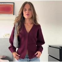 Conjunto de Punto Casual para Mujer de 2 Piezas Suéter con Cuello en V y Falda A-línea - details 11