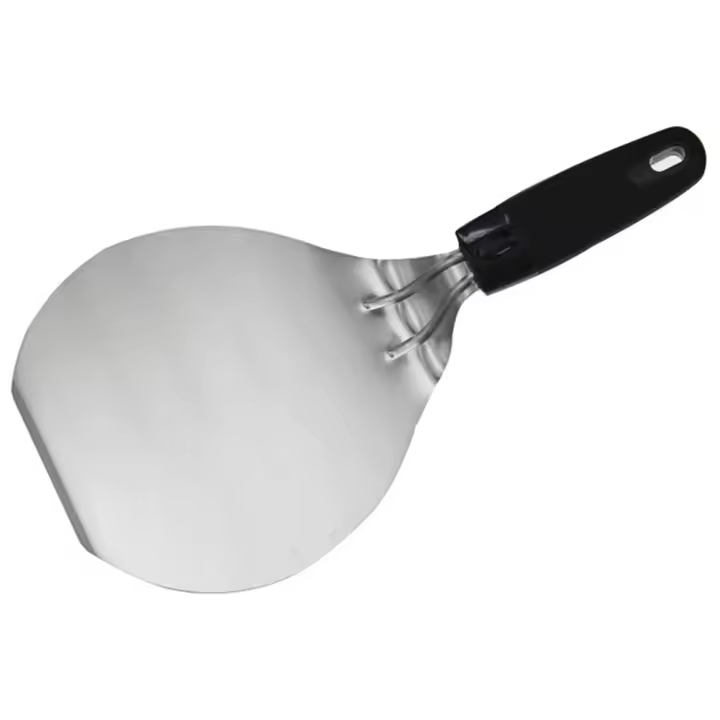 Pala redonda de acero inoxidable para Pizza, herramienta de cocina para transferencia de pasteles, mango de plástico - 1