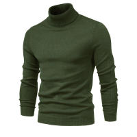 Jersey casual de cuello alto para hombre, suéter de punto, color sólido - details 19
