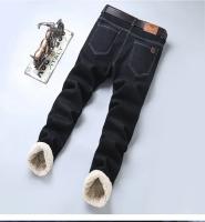 Pantalones vaqueros Sherpa gruesos de lana de invierno para hombre, pantalones vaqueros rectos de terciopelo informales de negocios, pantalones elásticos clásicos de felpa de lana para hombre - details 21