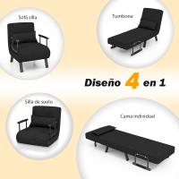 Sofá Cama Convertible Silla de Dormir Individual Tri-Fold con Respaldo Ajustable de 6 Posiciones, Cojín Desmontable y Asiento Tapizado Estructura Metálica Plegable (Azul) - details 35
