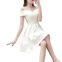 Ropa de mujer vestido blanco con hombros descubiertos nuevo verano elegante estilo Simple ajustado A-Line vestido fresco elegante moda Casual - details 1