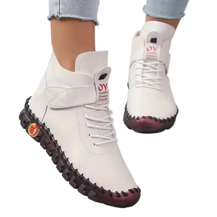 Botas gruesas de piel para Mujer, zapatos cortos de cuero, Botas de nieve impermeables, invierno, 2023 - 1