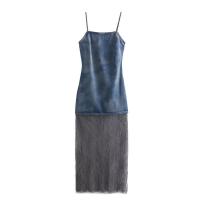 Falda larga de mezclilla para mujer, estilo francés en moda, estilo europeo y americano, novedad - details 1
